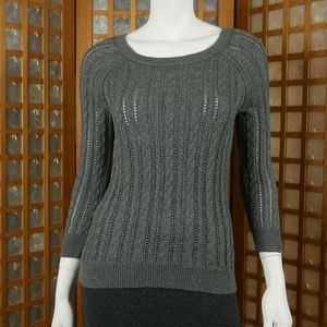 American Eagle Gray Cable Knit Sweater Size XS